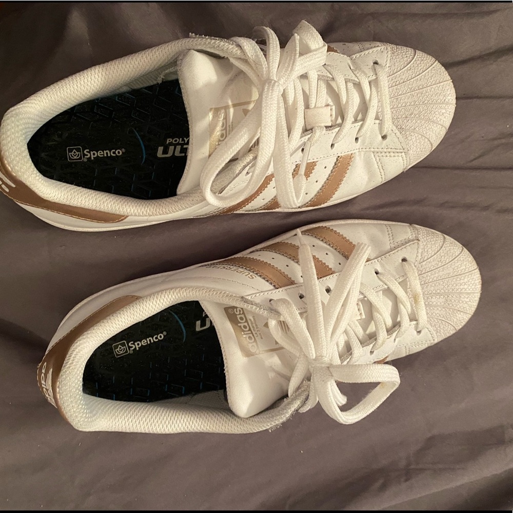 Adidas Womens size 7.5 w/rose gold trim sneakers